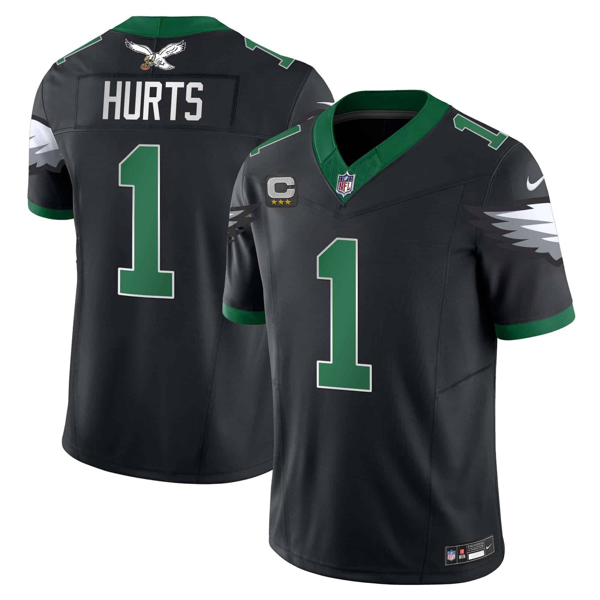 Men Philadelphia Eagles #1 Hurts Black 2024 Nike Vapor Limited NFL Jersey